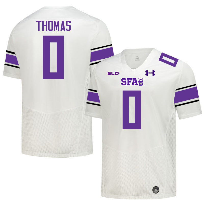 Stephen F. Austin Lumberjacks #0 Ky Thomas College Football Jerseys,Uniforms-White